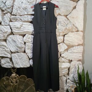 ABERCROMBIE & FITCH Mara Vest Jumpsuit Wide Leg Black Sz M NWT Old Money